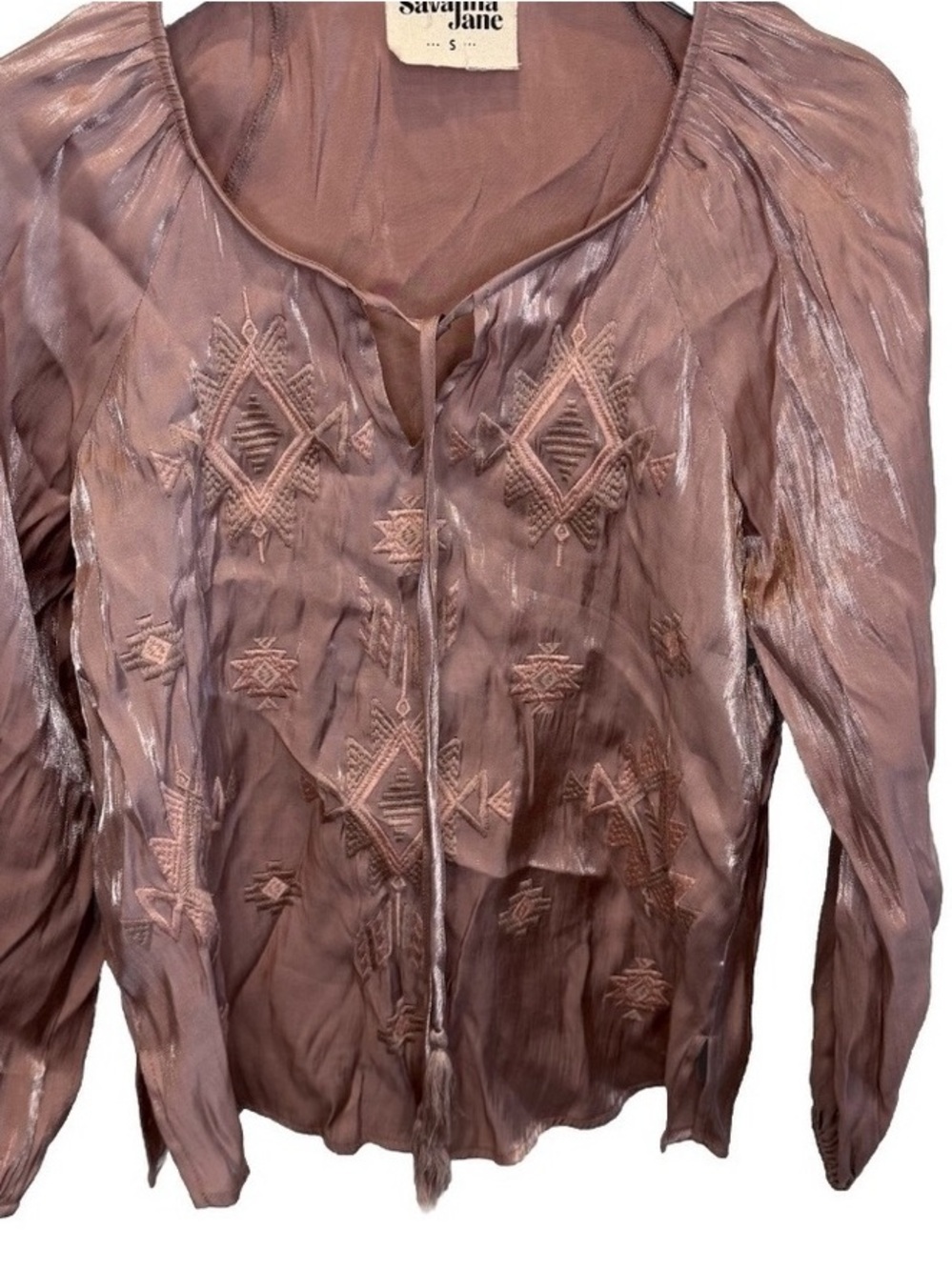 Savanna Jane Mauve Embroidered Metallic Blazer